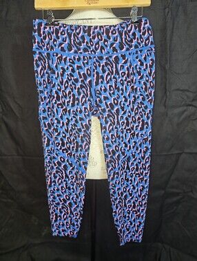 Womens Blue and Pink Leopard Print Leggings